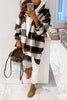 Plaid Lapel Hem Slit Loose Coat