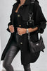 Pockets Long Sleeve Botton Up Belted Jacket