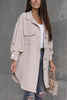 Pockets Long Sleeve Botton Up Belted Jacket