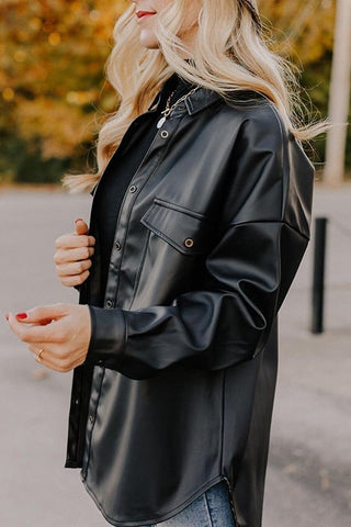PU Long Sleeve Button Jackets