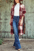 Pocketed Checkered Duster Cardigan