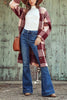Pocketed Checkered Duster Cardigan