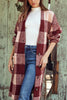 Pocketed Checkered Duster Cardigan