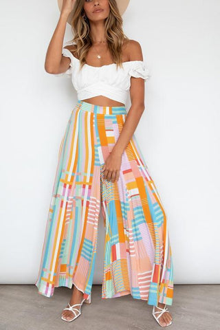 Geometry Print Wide Leg Pants