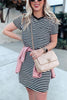 Stripe O Neck Short Sleeve Mini Dress