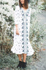 Embroidery V Neck Long Sleeve Maxi Dress