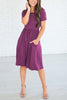 O Neck Short Sleeve Pockets Dress