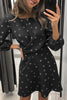 Dot O Neck Long Sleeve Mini Dress