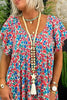 Floral Print V Neck Loose Maxi Dress