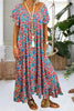 Floral Print V Neck Loose Maxi Dress
