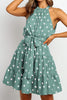 Ruffles Dot Print Halter Neck Mini Dress