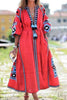 Ethnic Print Pom Pom Maxi Dress