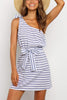Bow Stripe One Shoulder Mini Dress