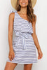 Bow Stripe One Shoulder Mini Dress