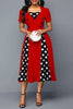 Button Dot Patchwork Dress