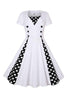 Button Dot Patchwork Dress