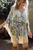 Print Tassels Flares Sleeve Mini Dress