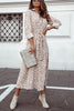 Print Button Bleted Long Sleeve Shirt Dress