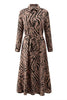 Print Button Bleted Long Sleeve Shirt Dress
