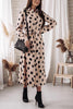 Print Button Bleted Long Sleeve Shirt Dress