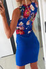Floral Deep V Neck Sleeveless Bodycon Dress