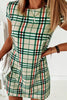 Grid Short Sleeve Bodycon Mini Dress