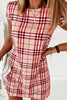 Grid Short Sleeve Bodycon Mini Dress