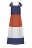 Color Block Bow Slip Maxi Dress