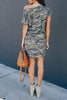 Camouflage Dew Shoulder Mini Dress