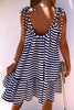 Stripe Ruffles Hem Backless Slip Dress