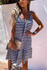 Stripe Ruffles Hem Backless Slip Dress