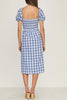 Plaid Square Neck Slit Dress