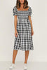 Plaid Square Neck Slit Dress