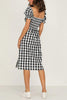 Plaid Square Neck Slit Dress