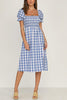 Plaid Square Neck Slit Dress