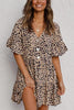 Ruffles Leopard Button Mini Dress