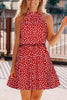 Print Halter Neck Sleeveless Mini Dress