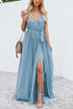 V Neck Sleeveless Slit Wrap Maxi Dress