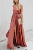 V Neck Sleeveless Slit Wrap Maxi Dress