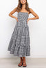 Plaid Backless Slip Maxi Dress