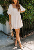 Square Neck Open Back Puff Sleeve Mini Dress