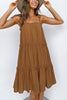 Solid Layer Ruffles Slip Mini Dress