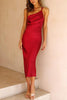 Ruched One Shoulder Slip Midi Dress