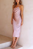 Ruched One Shoulder Slip Midi Dress