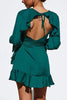 Ruffles Knot Long Sleeve Mini Dress