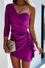 Ruched One Shoulder Bodycon Mini Dress