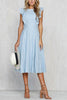 Gathered Waist O Neck Cotton Skater Dress