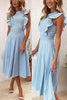 Gathered Waist O Neck Cotton Skater Dress