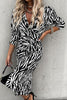 Zebra Print Ruched Puff Sleeve Dress