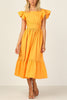 Ruffles Empire Waist Tie Backless Dress